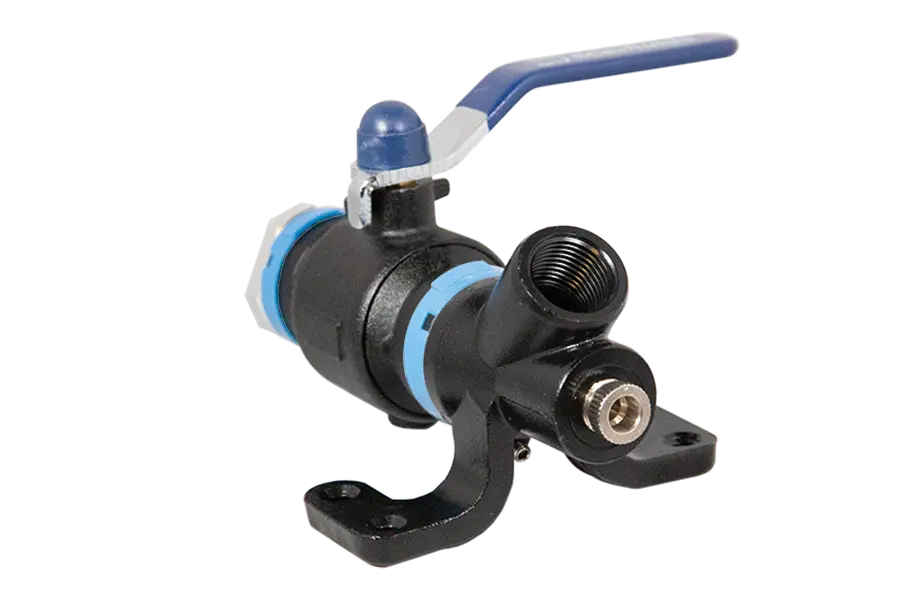 Wall Mounted Drop End with 20mm Ball Valve and Single 1/2" Port - Air Fitting Blueline Air Systems