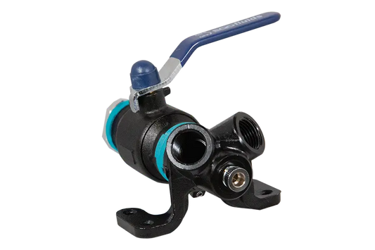 Wall Mounted Drop End with 20mm Ball Valve and Double 1/2" Port - Air Fitting Blueline Air Systems