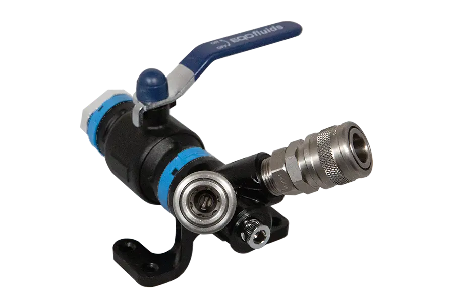 Wall Mounted Drop End with 20mm Ball Valve and Double 1/4" Universal Quick Coupling - Air Fitting Blueline Air Systems